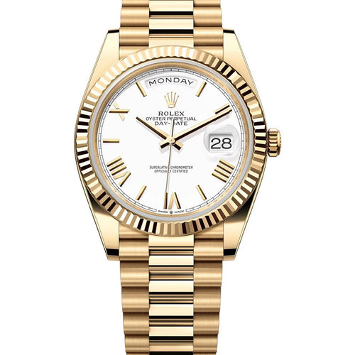 Rolex Day-Date 40 228238 Fluted Bezel White Dial