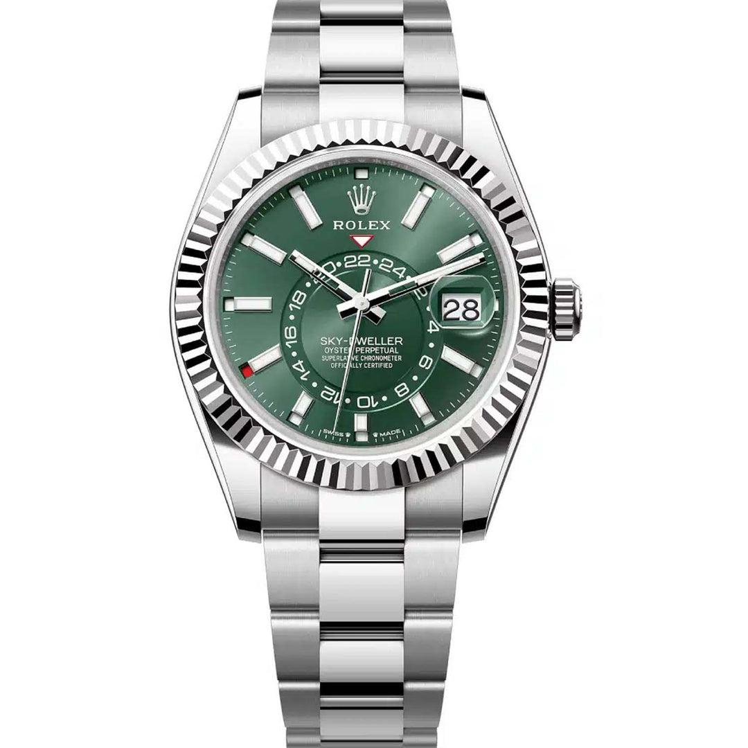 Shop Rolex Sky-Dweller Green Dial Oyster Watch | 336934 | FCT