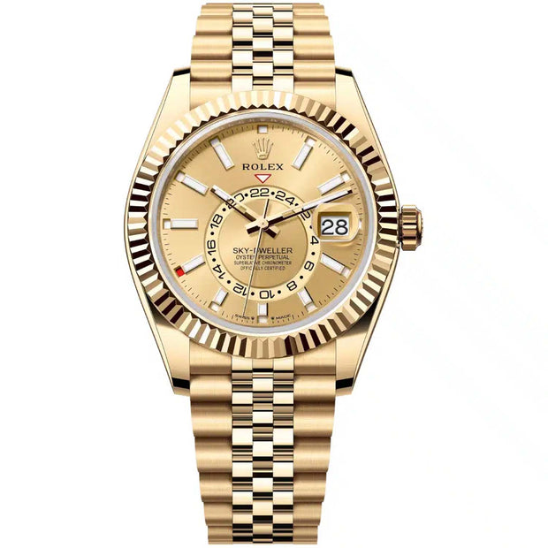 Rolex Sky-Dweller 336938 Jubilee Yellow Gold Champagne Dial