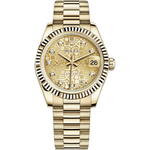 Rolex Datejust Champagne Jubilee Diamond Dial Fluted Bezel 31mm 178278