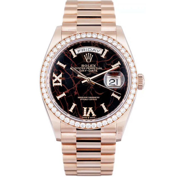 Rolex Day-Date 36 Rose Gold Eisenkiesel Diamond Dial 128345RBR
