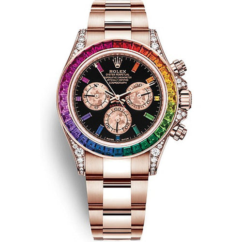 Rolex "Rainbow" Daytona 40mm 116595RBOW Custom Black Gem Stone Dial