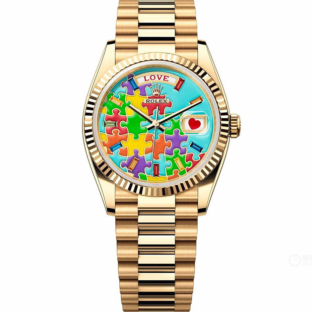 Rolex Day-Date 36 128238 'Emoji Puzzle' Yellow Gold