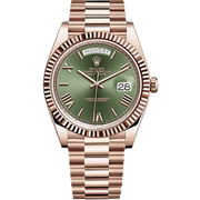 Rolex Day-Date 40 Presidential 228235 Fluted Bezel Olive Green Dial