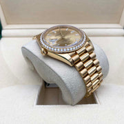 Rolex Day-Date 40 228348RBR Diamond Bezel Baguette Diamond Champagne Dial