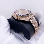 Rolex GMT-Master II "Saru" 40mm 126755SARU Rose Gold Pave Rose Dial