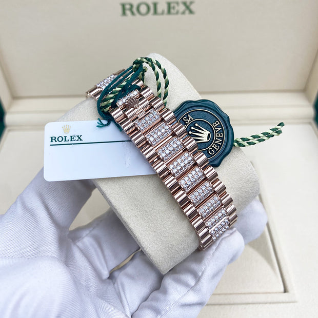 Rolex Day-Date 36mm Factory Diamond Setting Emerald Pave Diamond Dial 128345RBR