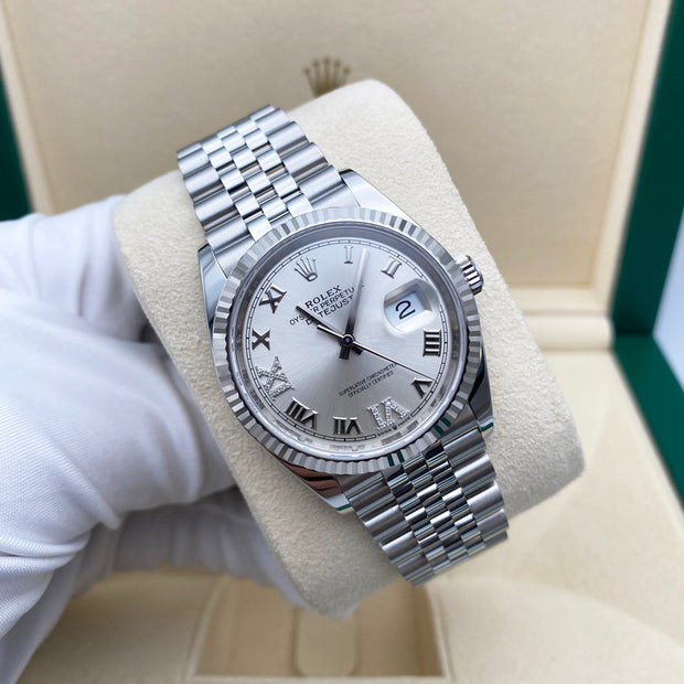 Rolex Datejust 36 Wimbledon Dial Fluted Bezel Jubilee 126234 – Element iN  Time NYC