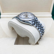 Rolex Datejust 36mm Fluted Bezel Jubilee Bracelet Silver Diamond 6 and 9 Hour Marker Dial