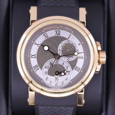 Breguet Marine GMT Dual Time 42mm 5857BR Silver/Black Rhodium Dial Pre-Owned