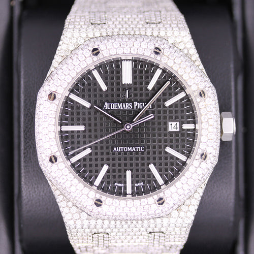 Audemars Piguet Royal Oak 41mm 15400ST Black Dial Custom Diamond Setting Pre-Owned