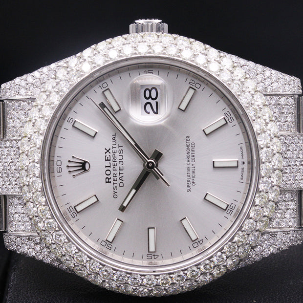 Rolex Datejust II 41mm 126300 Silver Dial Custom Diamond Setting Pre-Owned