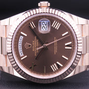 Rolex Day-Date 40 Presidential 228235 Fluted Bezel Chocolate Dial
