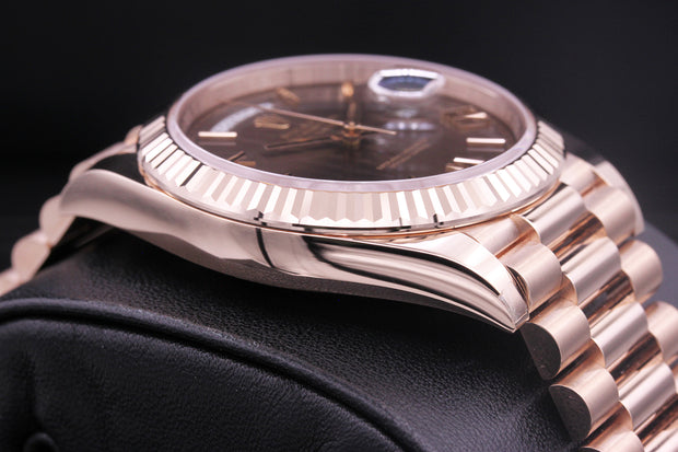 Rolex Day-Date 40 Presidential 228235 Fluted Bezel Chocolate Dial