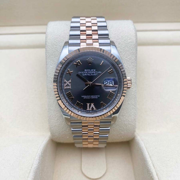 Rolex Datejust 36mm Slate Roman Diamond 6 and 9 Dial Fluted Bezel 126231 Pre-Owned