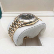 Rolex Day-Date 40 Presidential 228238 Fluted Bezel Baguette Diamond Black Dial