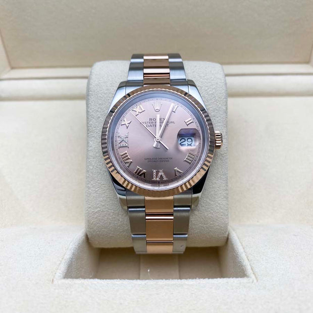 Rolex Datejust Rose Roman Numeral Fluted Dial 36mm 126231 Pre-Owned