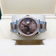 Rolex Datejust Rose Roman Numeral Dial Fluted Bezel 36mm 126231