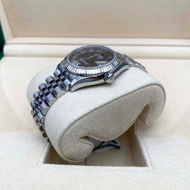 Rolex Datejust Dark Grey Diamond Roman Numeral Dial Fluted Bezel 31mm 278274