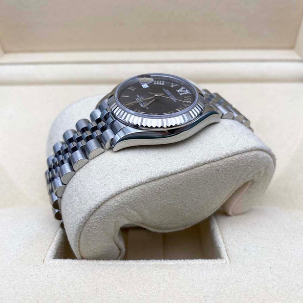 Rolex Datejust Dark Grey Diamond Roman Numeral Dial Fluted Bezel 31mm 278274