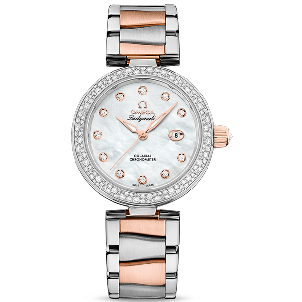 Omega De Ville Ladymatic Co-Axial Chronometer 34mm 425.25.34.20.55.004 Mother Of Pearl Diamond Dial