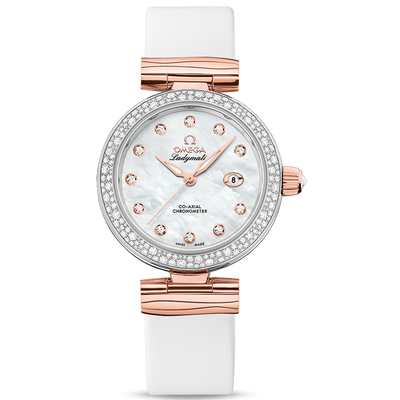 Omega De Ville Ladymatic Co-Axial Chronometer 34mm 425.27.34.20.55.004 Mother Of Pearl Diamond Dial