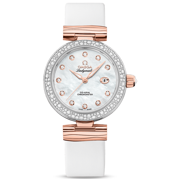 Omega De Ville Ladymatic Co-Axial Chronometer 34mm 425.27.34.20.55.004 Mother Of Pearl Diamond Dial