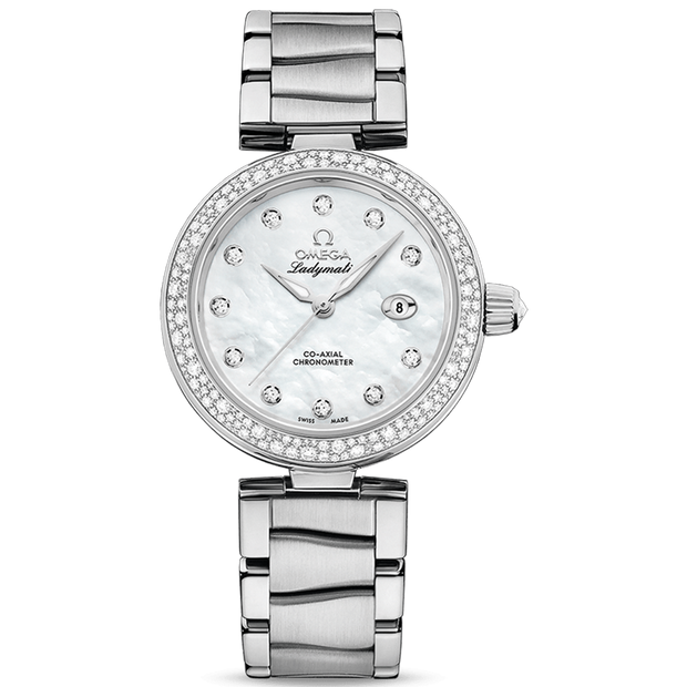 Omega De Ville Ladymatic Co-Axial Chronometer 34mm 425.35.34.20.55.002 Mother Of Pearl Diamond Dial