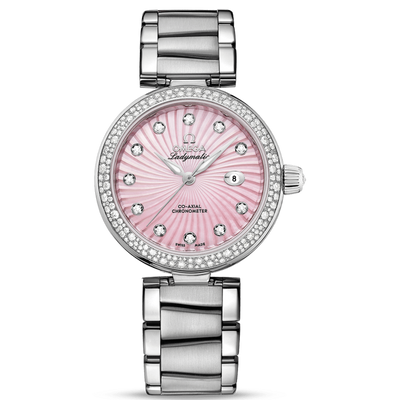 Omega De Ville Ladymatic Co-Axial Chronometer 34mm 425.35.34.20.57.001 Pink Diamond Dial