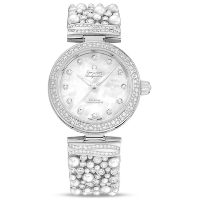 Omega De Ville Ladymatic Co-Axial Chronometer 34mm 425.65.34.20.55.013 Mother Of Pearl Diamond Dial