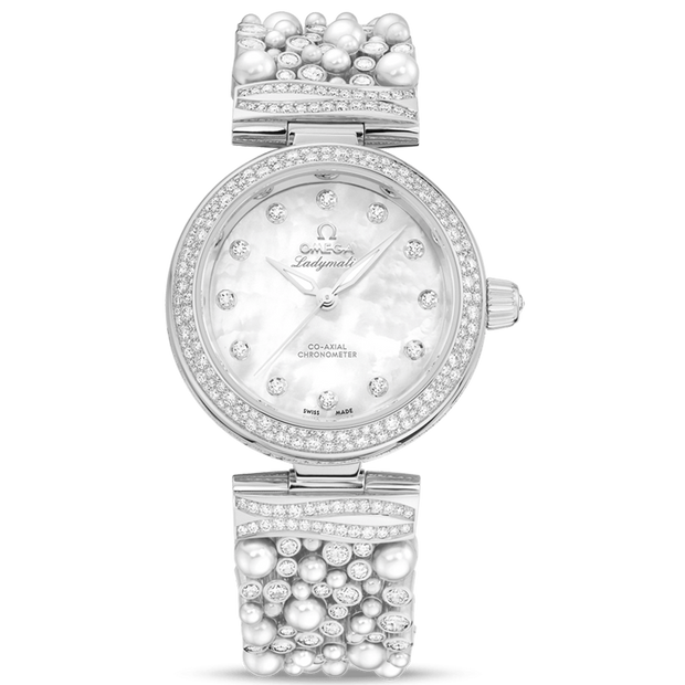 Omega De Ville Ladymatic Co-Axial Chronometer 34mm 425.65.34.20.55.013 Mother Of Pearl Diamond Dial