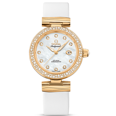 Omega De Ville Ladymatic Co-Axial Chronometer 34mm 425.67.34.20.55.007 Mother Of Pearl Diamond Dial