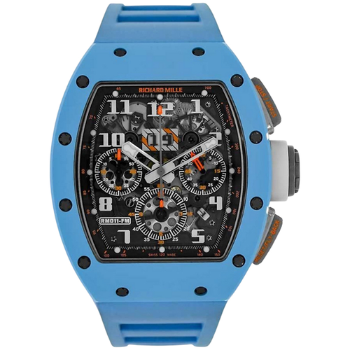 Richard Mille Chronograph RM11-FM Felipe Massa Baby Blue Ceramic 50mm Openworked Dial