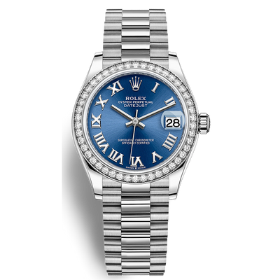 Rolex Datejust Blue Roman Numeral Dial Diamond Bezel 31mm 278289RBR