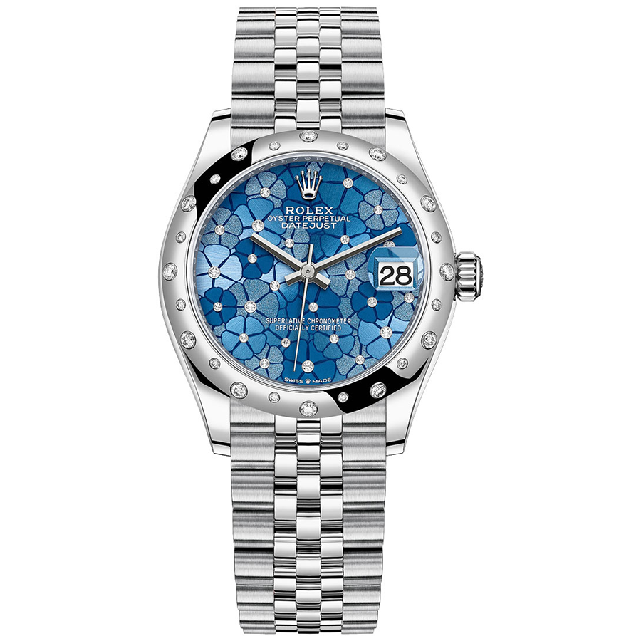 Rolex Datejust Azzurro Blue Floral Motif Dial Diamond-Set Bezel 31mm 2