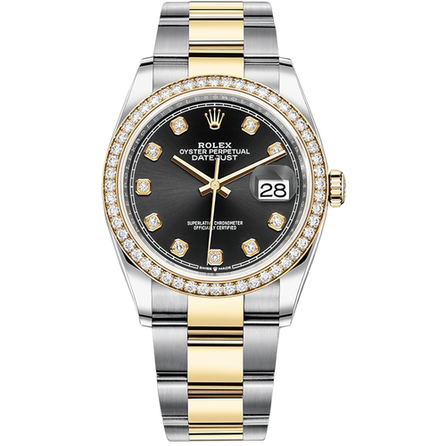 Rolex Datejust Black Diamond Dial Diamond Bezel 36mm 126283RBR