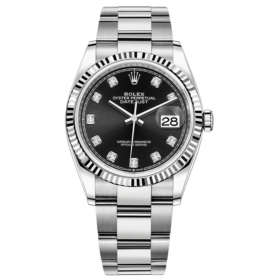 Rolex Datejust II Black Diamond Fluted Dial Watch | 126234 | FCT