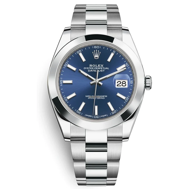 Rolex Datejust 41mm Bright Blue Dial Smooth Bezel 126300