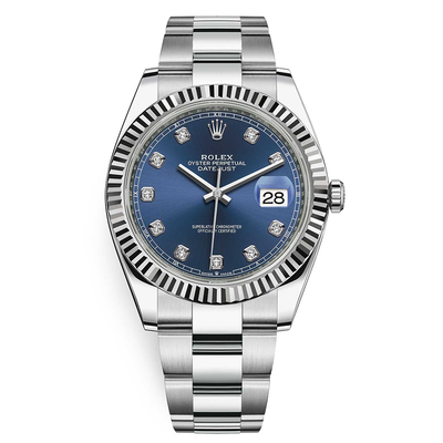 Rolex Datejust Bright Blue Fluted Motif Dial Fluted Bezel 36mm 126234  Pre-Owned