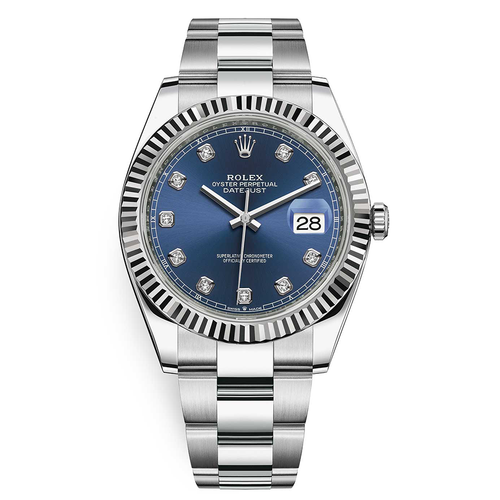 Rolex Datejust II Bright Blue Diamond Fluted Dial 41mm 126334