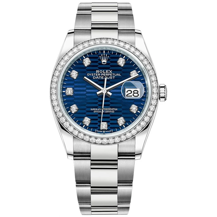 Rolex Datejust Bright Blue Fluted Motif Diamond Dial 126284RBR