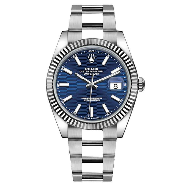 Rolex Datejust II Bright Blue, Fluted Motif Fluted Dial 41mm 126334