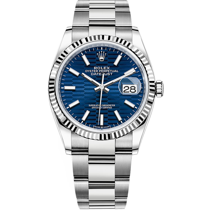 あおい Rolex Datejust II Bright Blue, Motif Fluted Dial Watch | 126234