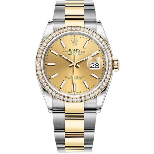 Rolex Datejust Champagne Dial Diamond Bezel 36mm 126283RBR