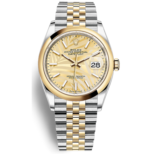 Rolex Datejust Golden Palm Motif Dial Domed Bezel 36mm 126203
