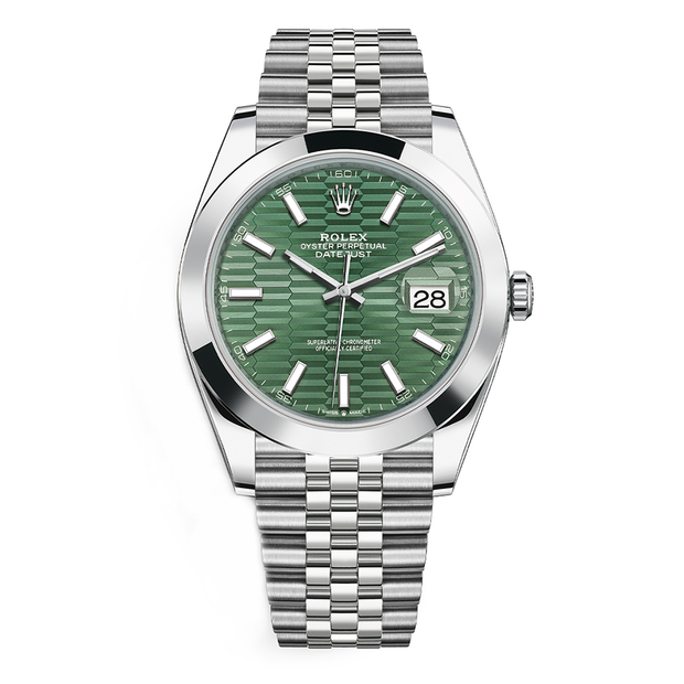 Rolex Datejust 41mm Mint Green Fluted Dial Smooth Bezel 126300