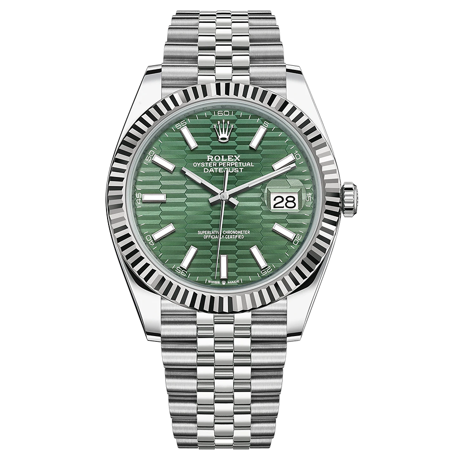 Rolex Datejust 41mm Mint Green Fluted Motif Dial Fluted Bezel