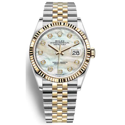 Rolex Datejust Mother Of Pearl Diamond Dial Fluted Bezel 36mm 126233