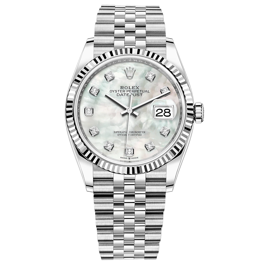 Rolex Datejust Mother Of Pearl Diamond Dial Fluted Bezel 36mm