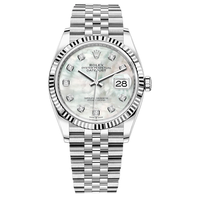 Rolex Datejust Mother Of Pearl Diamond Dial Fluted Bezel 36mm 126234